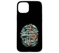 Saltwater Runs In My Veins Anchor Ocean Nautical Design Carcasa para iPhone 15 Plus