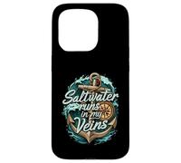 Saltwater Runs In My Veins Anchor Ocean Nautical Design Carcasa para iPhone 15 Pro