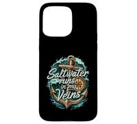 Saltwater Runs In My Veins Anchor Ocean Nautical Design Carcasa para iPhone 15 Pro MAX
