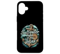 Saltwater Runs In My Veins Anchor Ocean Nautical Design Carcasa para iPhone 16 Plus