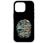 Saltwater Runs In My Veins Anchor Ocean Nautical Design Carcasa para iPhone 16 Pro