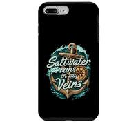 Saltwater Runs In My Veins Anchor Ocean Nautical Design Carcasa para iPhone 7 Plus/8 Plus