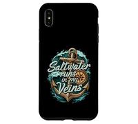 Saltwater Runs In My Veins Anchor Ocean Nautical Design Carcasa para iPhone XS MAX