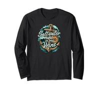 Saltwater Runs In My Veins Anchor Ocean Nautical Design Manga Larga