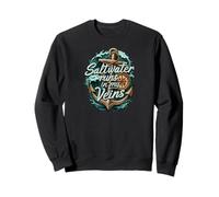 Saltwater Runs In My Veins Anchor Ocean Nautical Design Sudadera