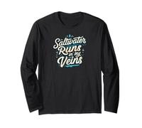 Saltwater Runs In My Veins Oceans Lover Design Manga Larga