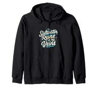 Saltwater Runs In My Veins Oceans Lover Design Sudadera con Capucha