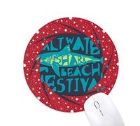 Saltwater Shark Beach Festival Wheel mouse pad de goma roja redonda