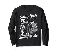 Salty Hair Sandy Boots Surfer Girl Beach Ocean Wave Surf Manga Larga