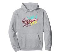 Salty Line Calamar océano Pesca Barco Viaje tripulación Vacaciones Playa Sudadera con Capucha, Unisex para Adultos, Gris Jaspeado, S