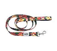 Salty Paws - Correa para perro con estampado floral, asa acolchada para perros pequeños, medianos y grandes a juego (pequeño de 6 pies para perros de hasta 25 libras, color negro floral)