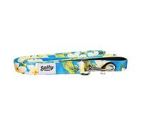 Salty Paws - Correa para perro con estampado floral, asa acolchada para perros pequeños, medianos y grandes a juego (pequeño de 6 pies para perros de hasta 25 libras, azul Plumeria)