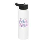 Salty Siren Mermaid Lover Beach Coastal Ocean Cute Mermaid Stainless Steel Insulated Water Bottle