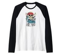 Salty Vibes Skull Tides Pirate Ocean Waves Graphic Camiseta Manga Raglan