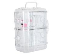 Saluaqui Amplia Jaula de Hámster de Doble Capa con Túnel Interactivo, Recinto de Alambre de Hierro para Animales Pequeños, Casa de Castillo de Hámster Grande con Botella de Agua y Rueda para Correr