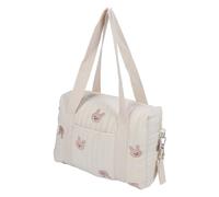 Saluaqui Bolsa Multifuncional de Almacenamiento de Cochecito para Bebés con Bolsillo de la Cremallera - Bolso Colgante Reutilizable para Elementos Esenciales - Diseño de Conejo Bordado (Bolsa Conejo)