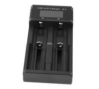 Saluaqui Cargador de Batería Inteligente con Pantalla LCD y Protección Múltiple para Litio de 3.7V y Baterías NIMH NICID de 1.2V, Carga de 2 Bahías USB Tipo C, Diseño Portátil para AA, AAA, C, F6,