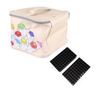 Saluaqui Case de Marcadores con 120 Ranuras y Gran Apertura, Soporte de Marcador de Cuero PU con Manija de Transporte para Viajes y Suministros de Arte