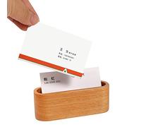 Saluaqui Caso Creativo de Tarjetas de Negocios de Madera con Artesanía Fina | Opciones de Beech & Black Walnut para Almacenamiento y Organización de Escritorio Elegante (Beech Claro Amarillo)