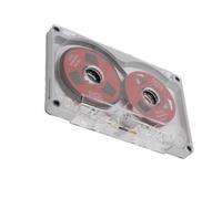 Saluaqui Celete de Cassette de Sonido en Blanco de Carrete con Capacidad de 55 Minutos - Marco de Aluminio, Diseño Plateado y Azul para Grabación de Música (Placa roja del marco plateado)