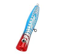 Saluaqui Colores Atractivos Popper Fishing Lure Wooden 7.1 Pulgadas con Diseño Reflectante para Lubina, Atún, GT - Señor de Pesca de Madera Grande Ideal para Agua Dulce y Agua Salada (01#)
