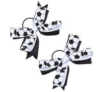 Saluaqui Corbata para el Pelo con Lazo de Fútbol Corbata para el Pelo con Lazo de Animadora Cintas para el con Deportivo para Niñas con Estampado de Fútbol Lazos para el (BLACK)