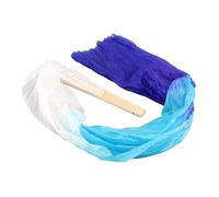Saluaqui Elegante par de Fanáticos de la Danza de 1.5m para la Danza del Vientre | Fan de Baile Clásico con Seda Suave y un Impresionante Diseño de 16 Huesos en Lake & Royal Blue (Lago Azul y Azul