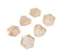 Saluaqui Elegante Uña Amortiguación de la Taza del Plato con Tapa - Soporte de Plato de Monómero de Uñas de Vidrio para Líquido Acrílico y Polvo, 3 Piezas, Color de Champán, Decoración de Arte de