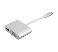 Saluaqui [Hub Mejorado de Adaptador Type-C con Conectividad múltiple a, VGA, DVI, Converter DisplayPort con Soporte de Resolución 4K, Acabado Plateado para Visualización de Alta Definición (Silver)