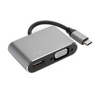 Saluaqui [Hub Mejorado de Adaptador Type-C con Conectividad múltiple a, VGA, DVI, Converter DisplayPort con Soporte de Resolución 4K, Acabado Plateado para Visualización de Alta Definición (Grey)