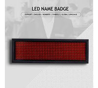 Saluaqui Insignia de Nombre LED Rojo Versátil con Pantalla de Signo de Desplazamiento | Apoya el Inglés, los Idiomas y los Símbolos Globales | Tablero de Etiqueta de Mensajes Personalizable para