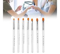 Saluaqui Juego de Pincel de Uñas Profesional 7pcs - Transparente Cepillos de Arte de Uñas para Pintura de Bricolaje, Dibujo y Talla - Cerdas de Nylon con Tubo de Aluminio de Metal (Transparente)