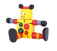 Saluaqui Juguetes de Robot de Madera Educativos para Niños - Juguete de Aprendizaje Interactivo e Imaginativo - Robot de Madera Rojo Flexible con Diseño Lindo (Yellow)