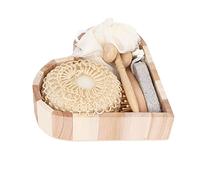 Saluaqui Kit de Ducha Exfoliante con Piedra Pómez y Masajeador Facial para la Limpieza de la Piel profunda: Madera Dura y Suministros de Baño de Cáñamo Sisal con Esponja Suave y Peine de Madera