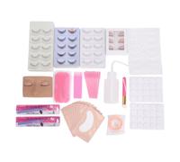 Saluaqui Kit de Extension de Pestañas para Principiantes con Cabeza de Practica de Silicona 6 Parches Oculares 25 Pares de Pestañas Tijeras y Cepillos para Entrenamiento de Belleza (Conjunto 2)