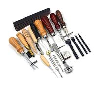 Saluaqui Kit de Herramientas de Manualidades de Cuero Versátiles de 19 Piezas para Proyectos de Costura y Tallado de Bricolaje - Construcción Sólida de Metal para Trabajos y Personalización de Cuero