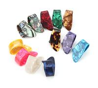 Saluaqui Kit de Selección de Pulgar de Guitarra Celluloid - Celecciones de Dedos de Reemplazo de 12 Piezas para Accesorios de Guitarra - Colores Variados para Eléctricas, Acústicas, Clásicas y de bajo