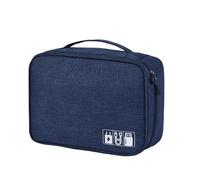 Saluaqui Organizador de Cables con divisores Ajustables, 24.5 x 18.5 cm | Poliéster azul, para viaje y escritorio, malla protectora, guarda auriculares y cargadores, uso multifuncional
