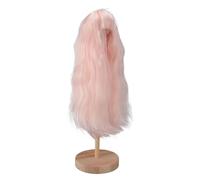 Saluaqui Peluca de Seda a Alta Temperatura 1/4 de Muñecas para Muñecas Bola 7-8 pulgadas: Cabello Largo y Rizado con Flequillo, Marrón Oscuro, para el Peinado Bricolaje (PINK)