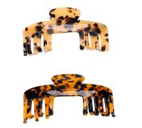 Saluaqui Pinzas para el Pelo de Béisbol con Garra para Sombrero, 2 Unidades, Antideslizantes, de Sujeción Fuerte, Marco Abierto, Carey de Leopardo con Resorte Interno de Alta Tensión para (11cm)