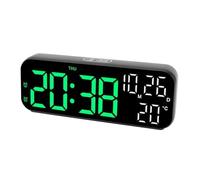 Saluaqui Reloj Despertador Digital LED con Pantalla y Control de Voz Reloj Electrónico Multifunción con Brillo Fecha Temperatura Pantalla Temporizador de Cuenta Regresiva Azul (Lámpara Verde Negra)
