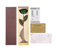 Saluaqui Rosa de Tallo Bañada en Oro de 24 Quilates en Caja con Soporte Rosa Verde Real Adorno de Escritorio Forever Love de 11 12 Pulgadas
