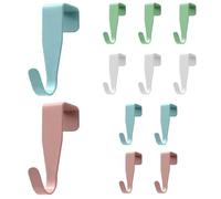 Salubohum 12 Ganchos para colgar, Colgador Puerta de Colores, Ganchos para Colgar de Acero Al Carbono, Perchero puerta,Perchero para puerta, No se requiere perforación, aptos para puertas estándar