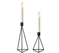 Salubohum Juego de 2 Candelabros, Portavelas, Portavelas Decorativo de Metal, Portavelas Cilíndrico, 2 Tamaños, para Sala de Estar, Boda, Decoración de Cena (Negro)