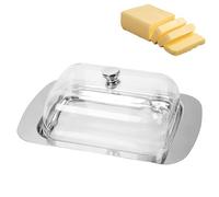 Salubohum Mantequera, Mantequillera de Acero Inoxidable con Tapa y Asa, Capacidad para 250 g de Mantequilla, Adecuada para Almacenar Queso, Platos Fríos, Pasteles, Postres y Frutas Pequeñas