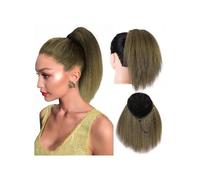 Salud 10 pulgadas de cola de caballo recta rizada afro puf yaki recto cordón extensión de cola de caballo para mujeres negras sintético falsa cola de caballo Cuidado personal(Light Auburn)