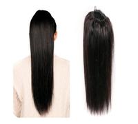Salud coleta recta con cordón, cabello humano, cola de caballo brasileña, cabello Remy, extensiones de clip en cola de caballo para el cuidado personal de las mujeres (14 pulgadas 150 g)