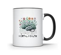 Salud Mental Tazas De Cerámica Divertido Tazas De Desayuno Microondas Taza De Café Para Té Bebidas Frías Y Calientes Cacao 330Ml