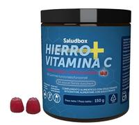 SaludBox Hierro con Vitamina C Sin Azúcar - 60 Gominolas Veganas - Ayudan a Reducir el Cansancio y la Fatiga, a la Formación Normal de Glóbulos Rojos y a Absorber Mejor el Hierro - Sabor Cereza