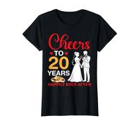 Saludos a 20 Años Felices para Siempre después del Matrimonio del 20 Aniversario Camiseta gráfica económica, Mujer, Negro, XL